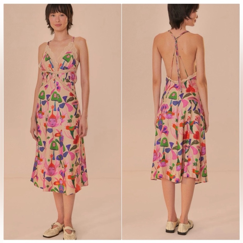 FARM Rio Colorful Floral Midi Dress